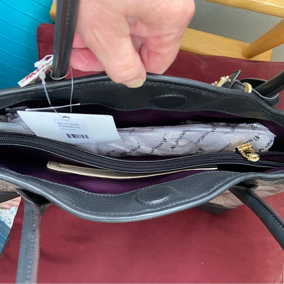 B MAKOWSKY LUXURY LEATHER CLASSICS Handbag Pewter Black New Never Used With Tags - Picture 4 of 15